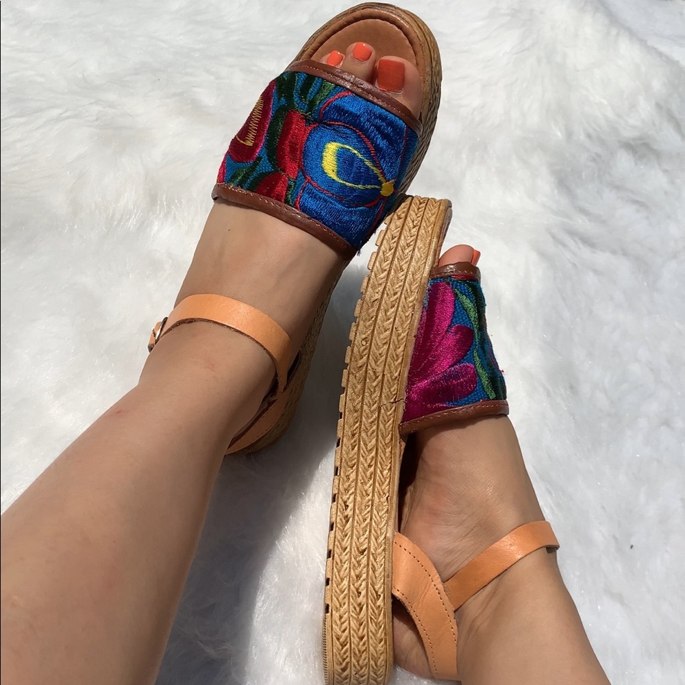 Mexican Embroidery Leather Sandals